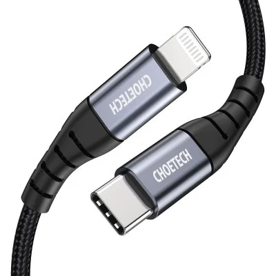 Choetech 1.2M Type-C To Lightening Mfi Nylon Braid Cable Black